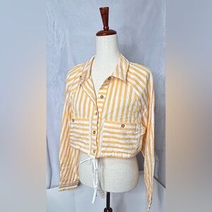 NWT Free People Freddie Stripe Crop Top - Yellow/White - Size Large - $68